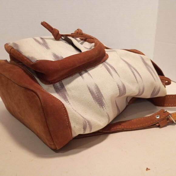 Boutique Brand DRIFTLESS STYLE Print Tan Denim w Tan Nubuck Leather Backpack main image 4